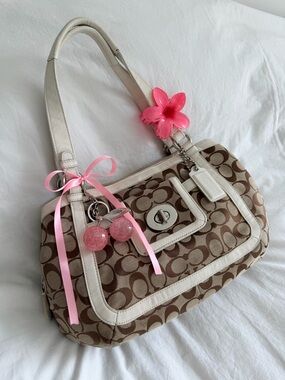 vintage Coach Signature Canvas  Turnlock Shoulder Bag